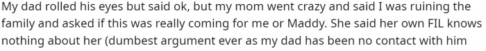 I just want to know why he just said okay and went with it instead of pushing back like his mom did.