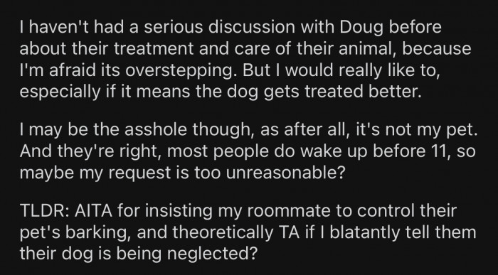 OP is afraid of overstepping their boundaries with their roommate by getting involved.