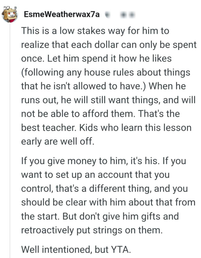 When the money's exhausted, he might see his mistakes