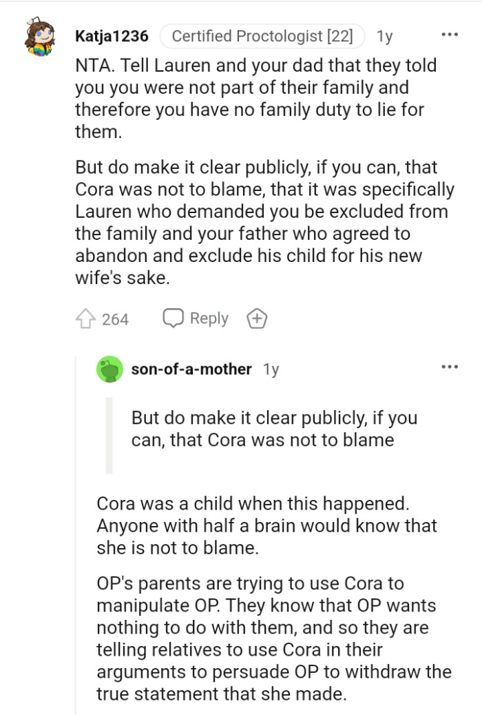 The OP Is Not Part of the Family, So She Has No Duty to Them