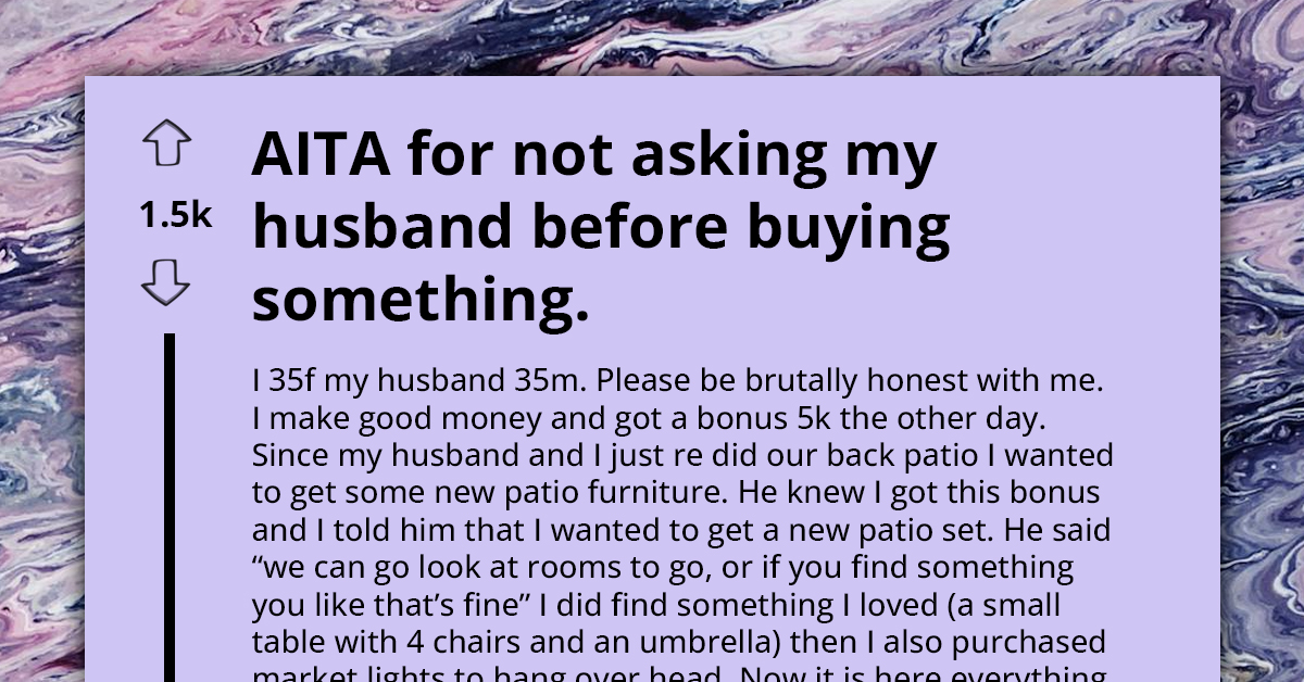 Puzzled Redditor Asks If She's A**hole For Making Purchase Without Husband's Permission