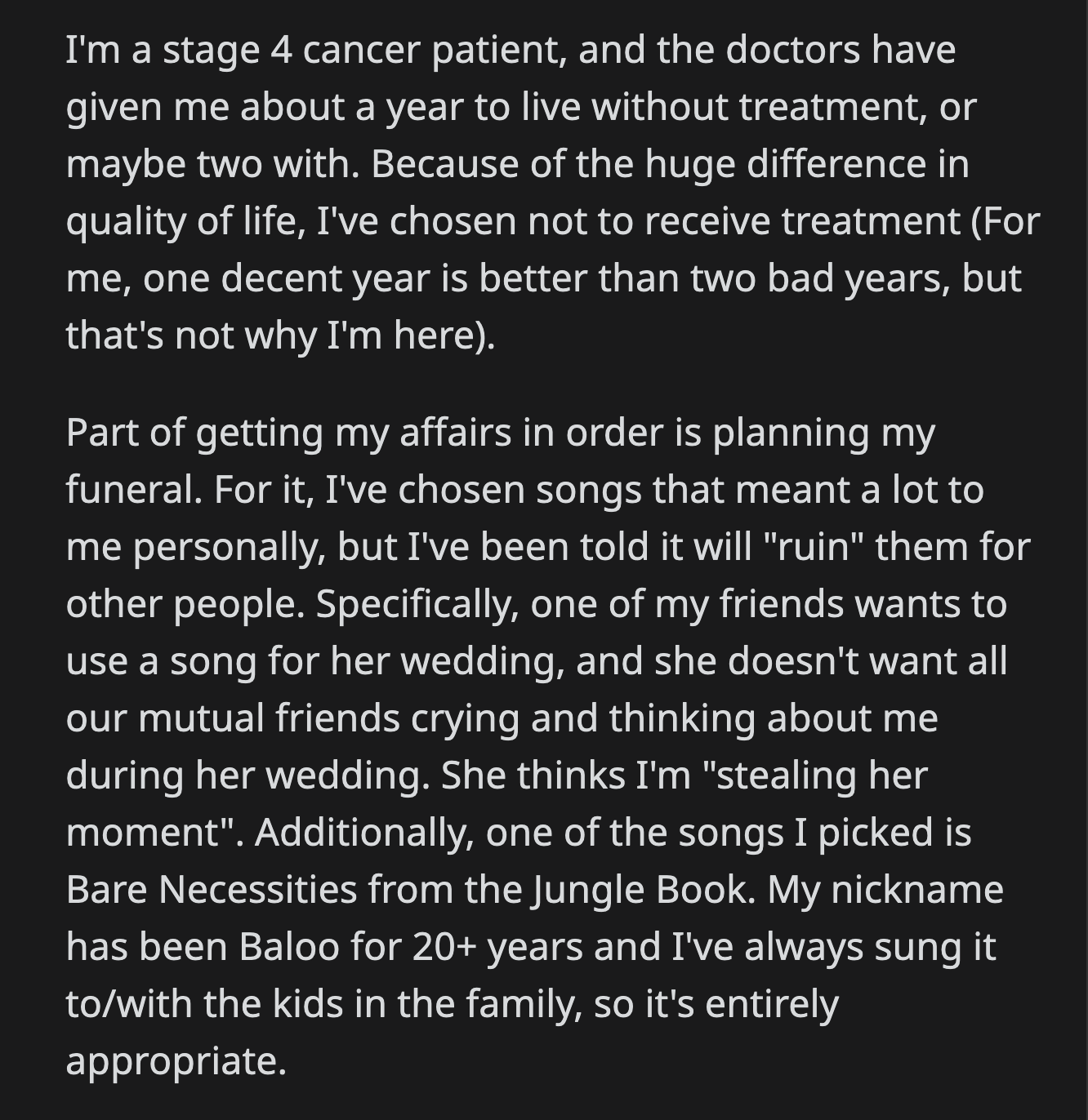 OP used a throwaway account to ask for advice.