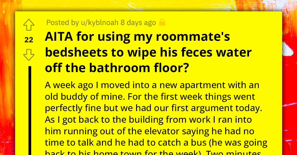 Redditor Asks If He's An A**hole For Using His Roommate's Sheets To Clean "Feces Water" Off The Floor