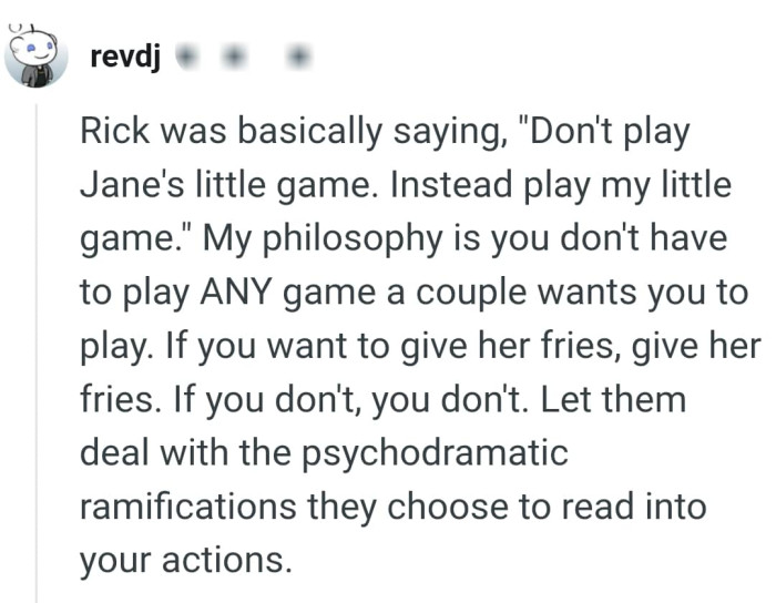 You don't have to play any game a couple wants you to play