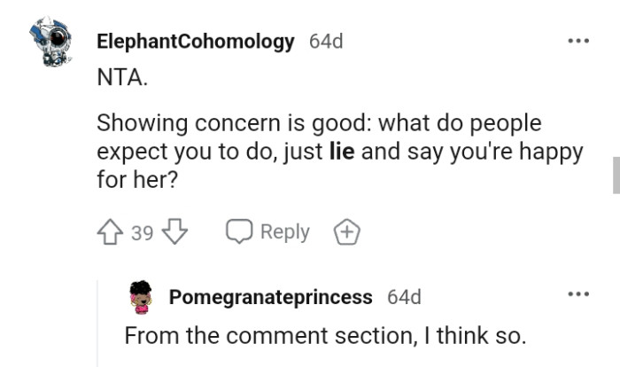 Showing concern is good