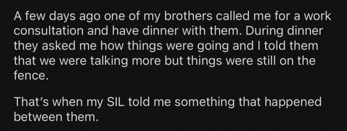 OP had dinner with his brother and sister-in-law and discovered something quite interesting.