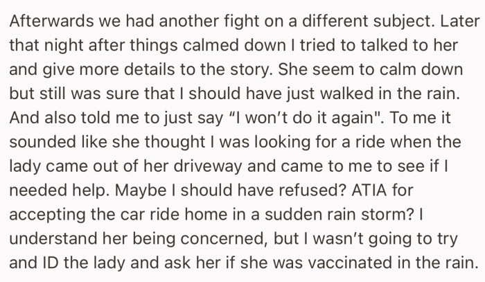 Later on, they had a clam chat about the whole thing. But he wants to know if he did wrong