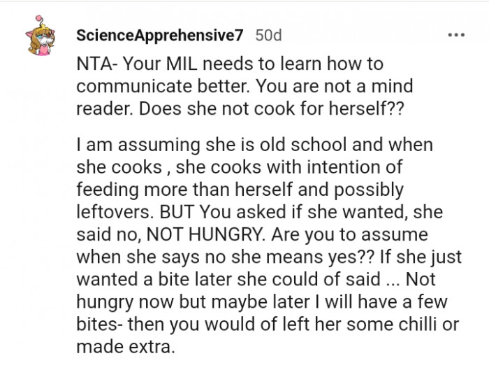 She cooks with the intention of feeding more than herself