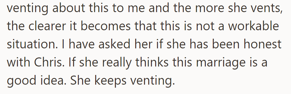 Kate's ongoing venting reveals growing concerns about her marriage; despite questioning, she continues to vent.