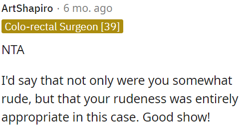 OP was rude, but it was justified.