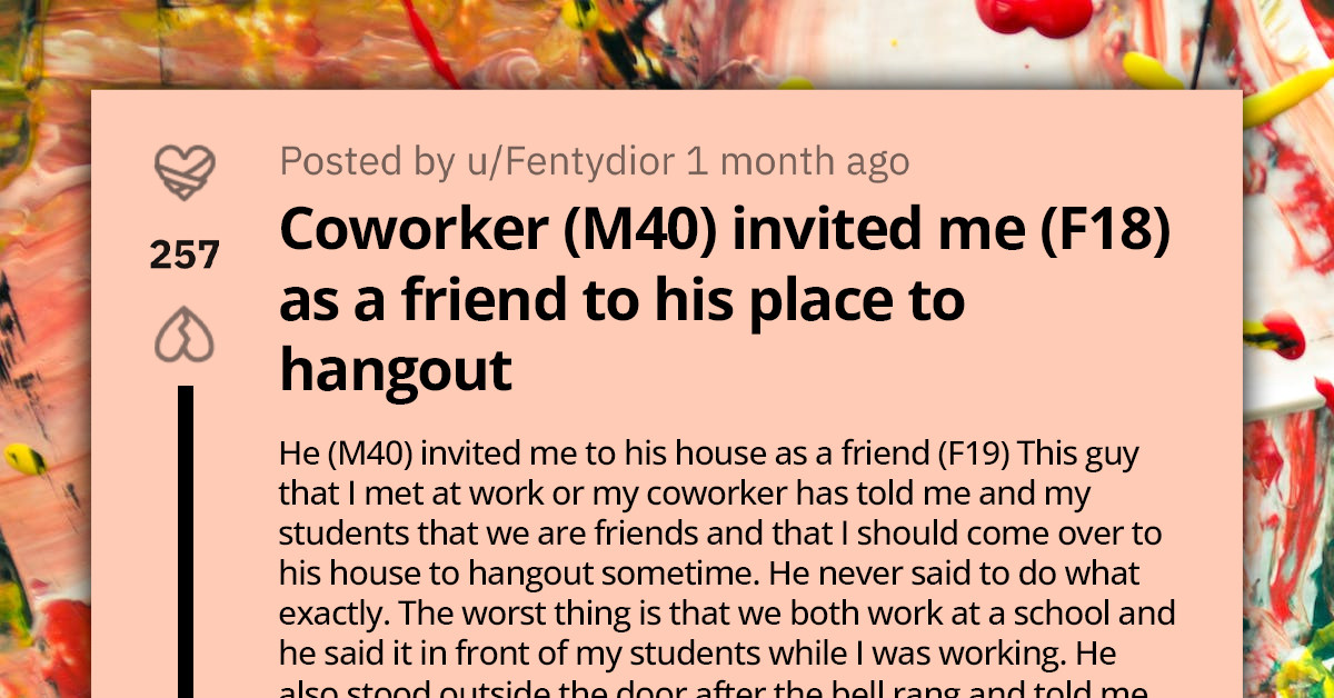 Creepy Coworker Invades Young Colleague's Personal Space By Making Suggestive Remarks And Offering "Mentorship"