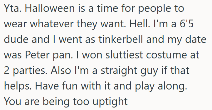 OP is being too uptight about Halloween costumes.