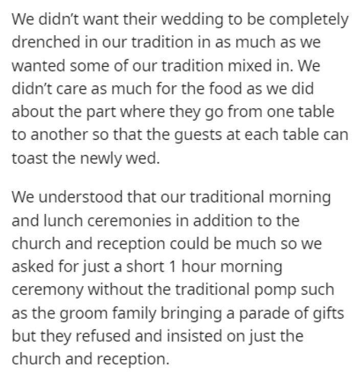 They Just Wanted Some of Their Tradition Mixed into the Wedding