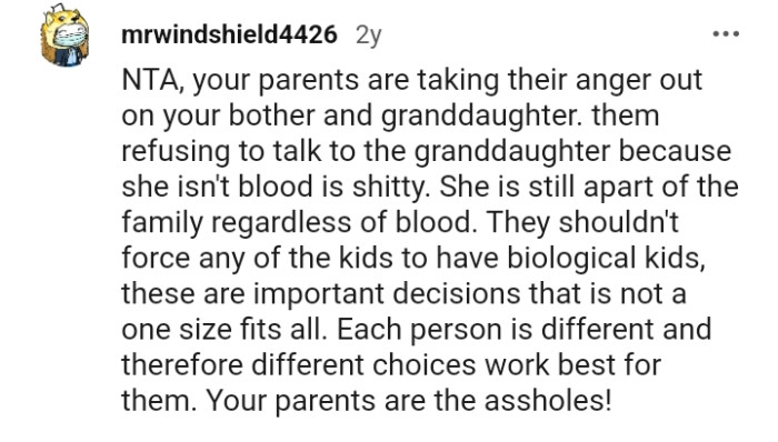 They shouldn't force anyone to have biological children