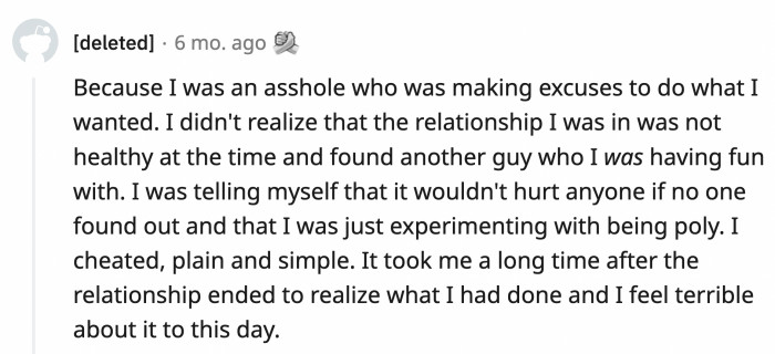 26. There is rarely a neat resolution to these affairs as this person admits