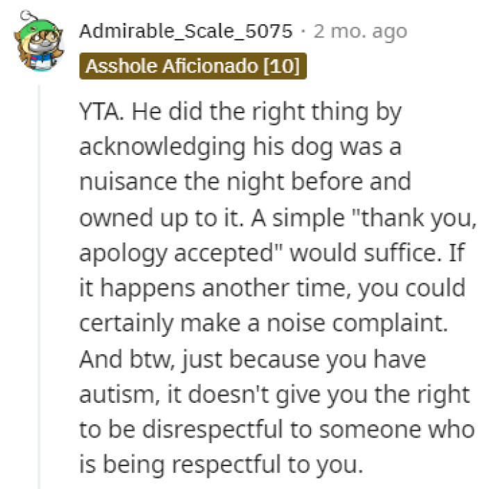 OP doesn't have the right to be disrespectful