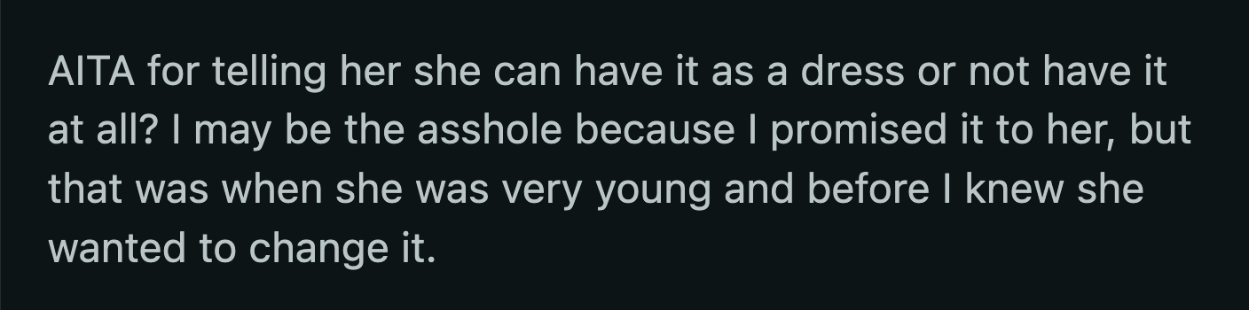 Some of their relatives even implied that OP was homophobic. Was OP's sudden change of mind about the wedding dress an a**hole move?