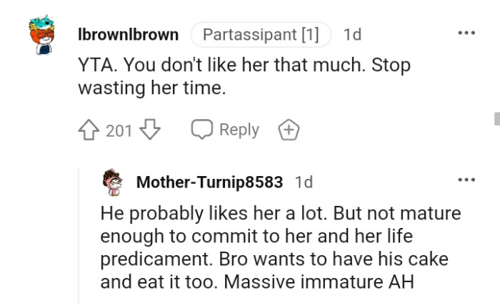 The OP doesn't seem to like her that much