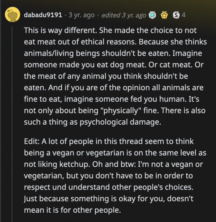 OP was morally against eating meat, and her friends, knowing this, still fed her chicken nuggets while she was too drunk to give consent. How is that okay?