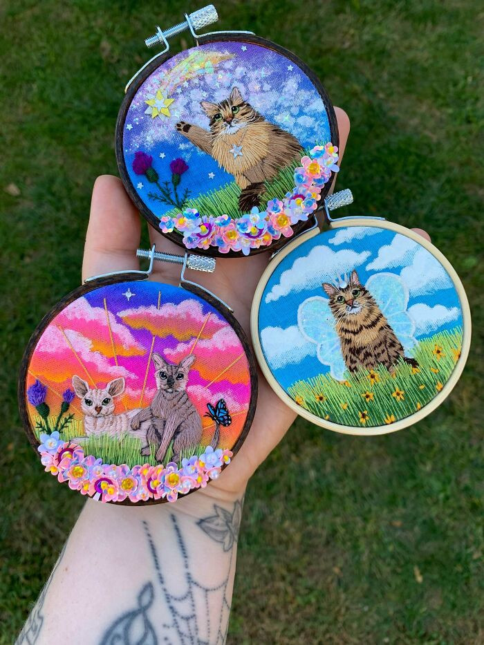 "My Recent Cat Embroideries"
