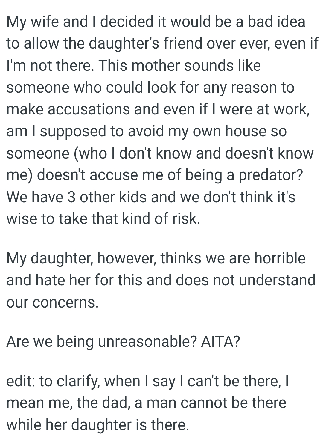 The OP has 3 other kids and they don't think it's wise to take that kind of risk