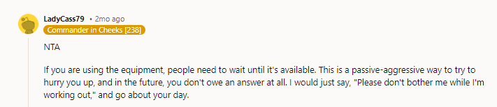 Interrupting someone mid-set is something else entirely. Don’t break people’s concentration, lady!
