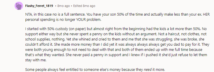 Bi-weekly massage? Well, there’s the $200 right there. NTA