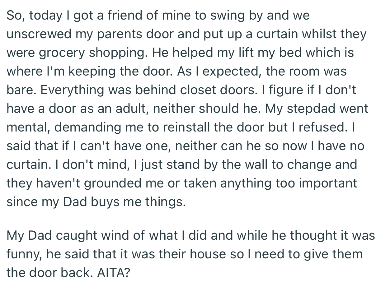 Well, OP decided to give her stepdad a taste of his own medicine