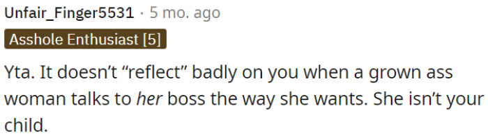 OP's coworker is not under his authority like a child.