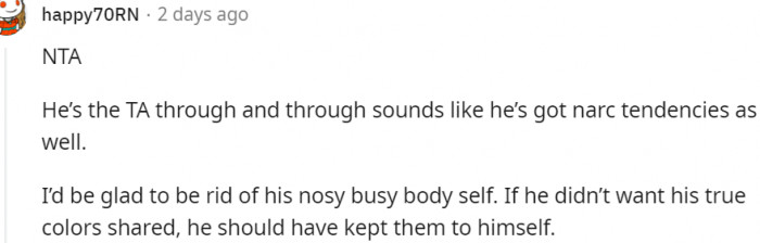 18. Glad to be rid of his busybody, nosy self