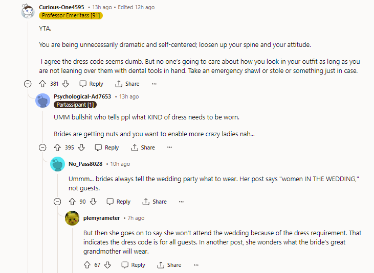 8. UMM, bullsh*t, who tells people what KIND of dress needs to be worn? Brides are getting nuts, and you want to enable more crazy ladies? Nah...