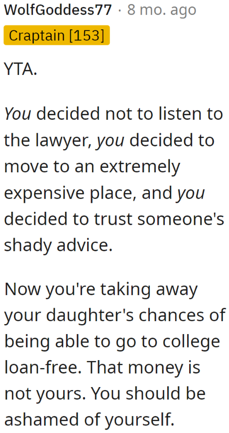 All the OP needed to do was listen to her husband's lawyer. He trusted him for a reason.