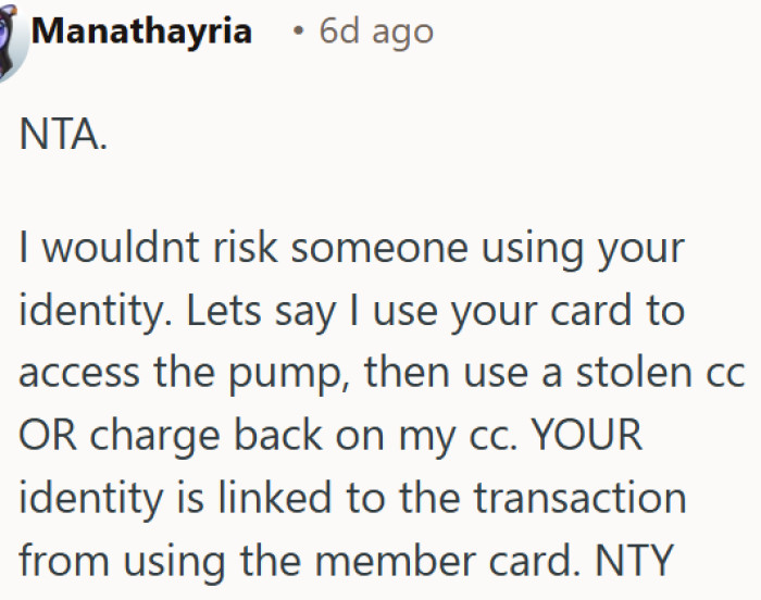 Sharing your gas station membership card is not worth the identity risk