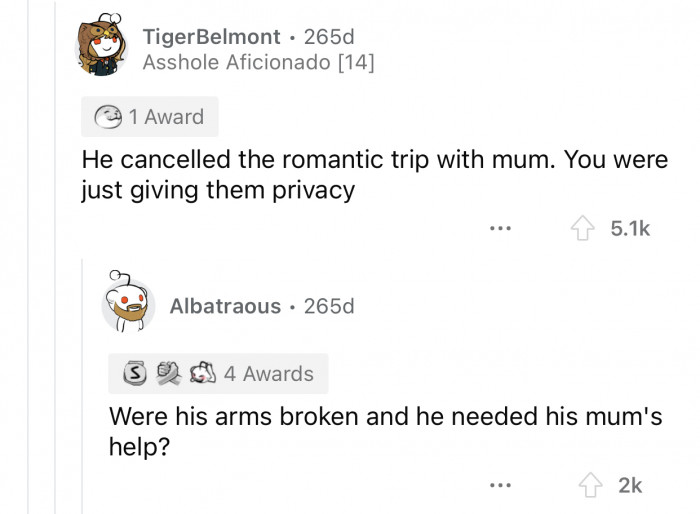 OP only gave them privacy.