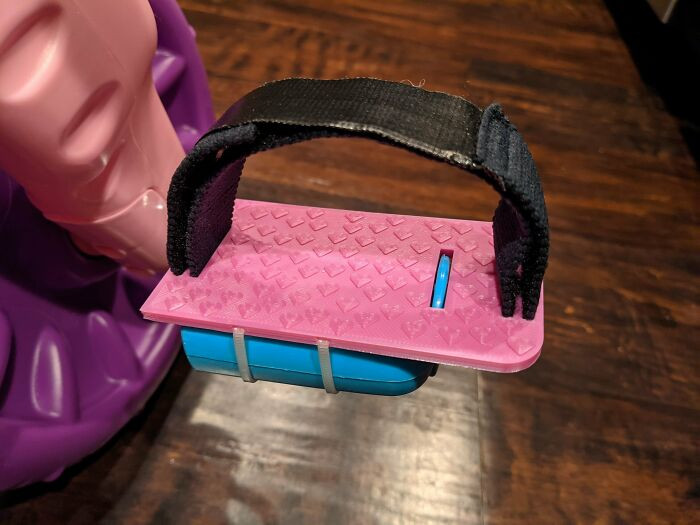 "Mother-In-Law Asked If I Could Help Modify A Trike So My Niece's Prosthetic Foot Would Stop Slipping Off The Pedal. Came Up With This"