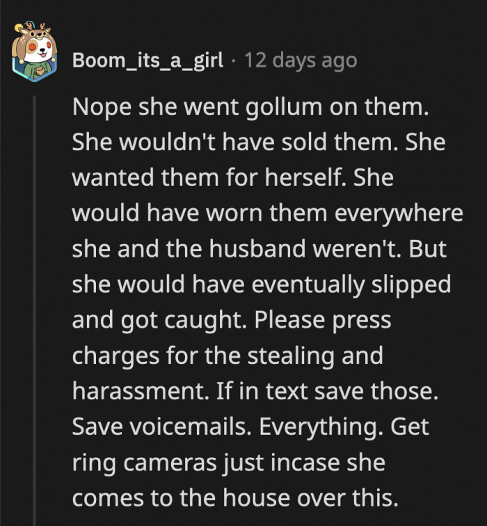 Imagining her as Gollum makes the story comical