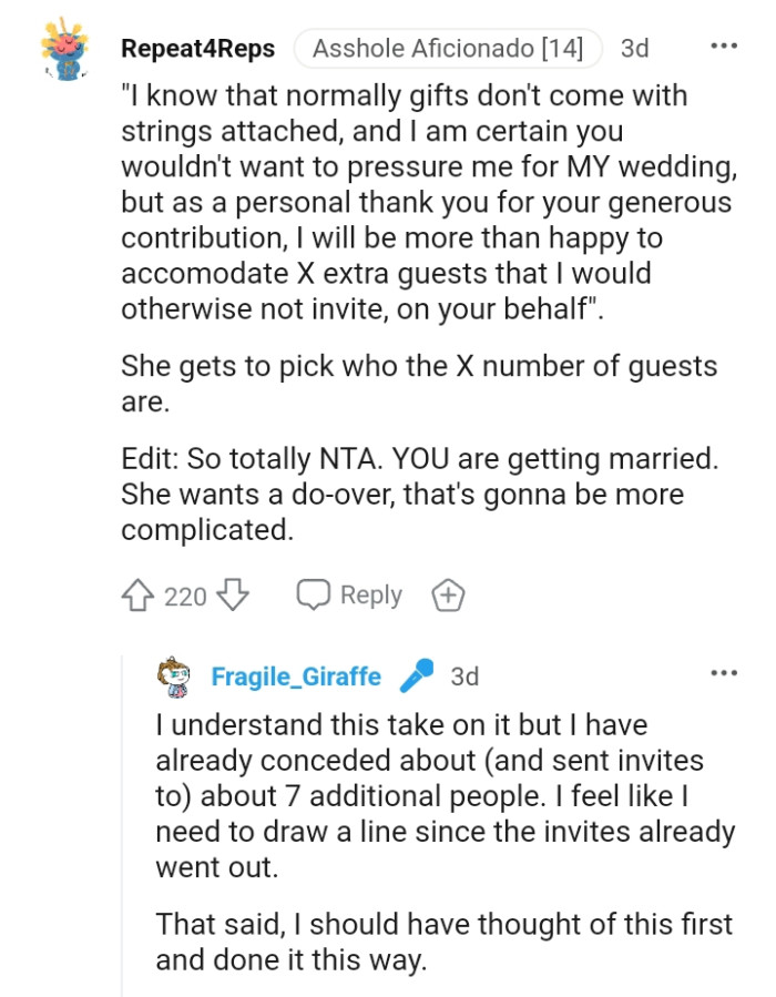 She Gets to Pick Who the X Number of Guests Is