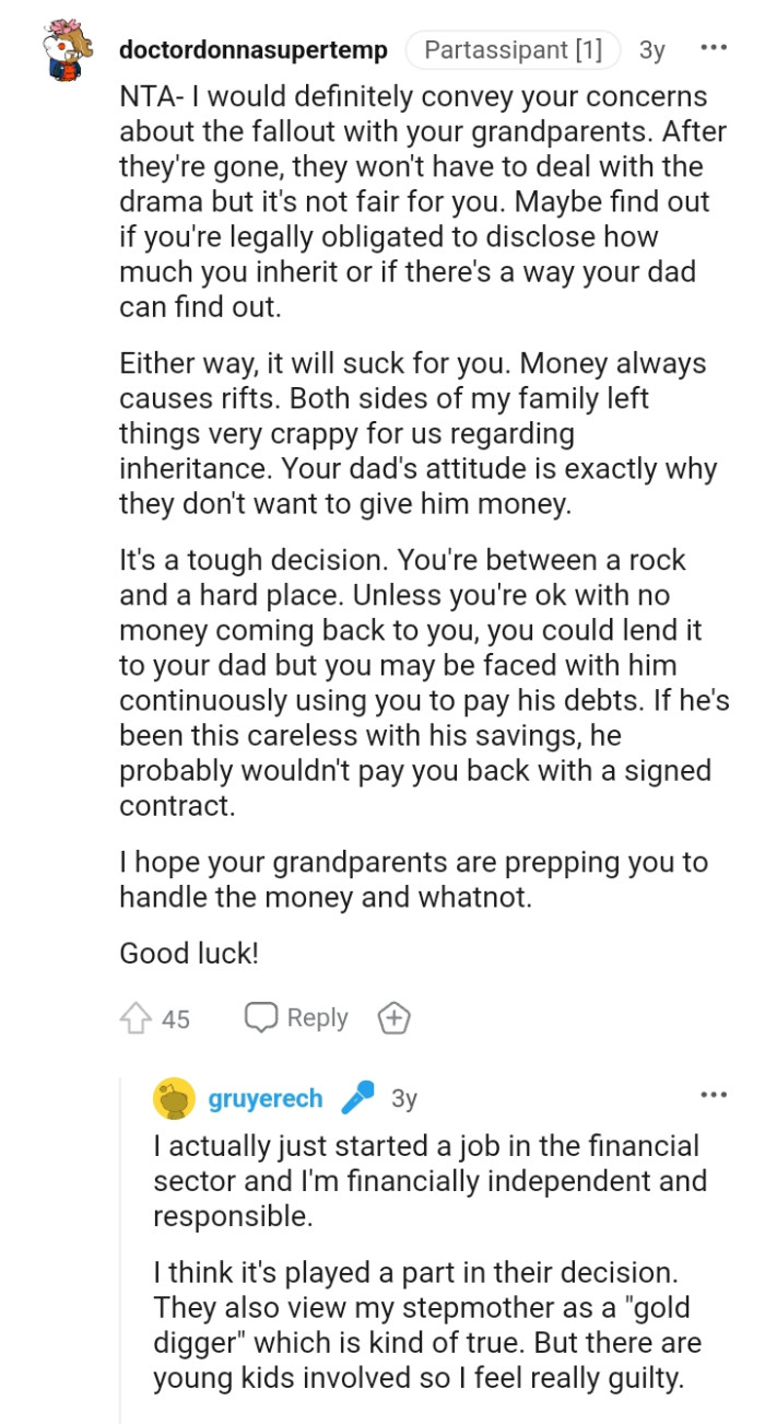 Money always causes rifts