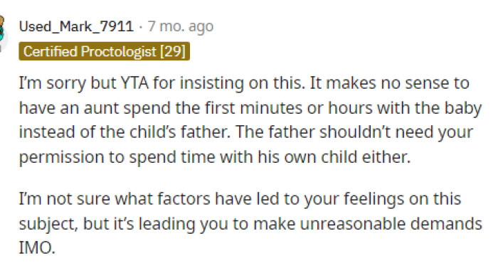 Many people, however, came to the comments to let OP know that they thought she was TA for suggesting this and also for almost not giving her husband a choice in the matter.