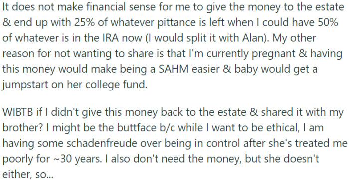 Redditor seeks advice on whether they would be wrong to keep their father's money instead of returning it to the estate