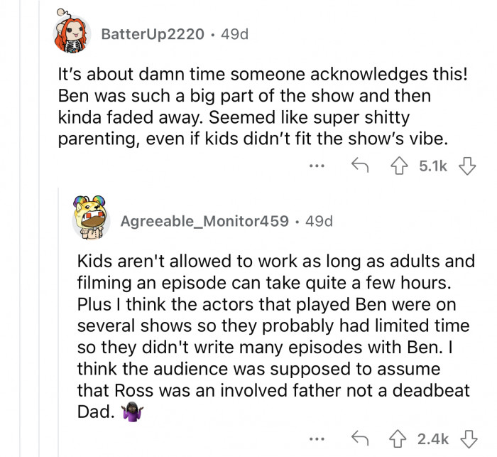 It doesn't seem like good parenting, even if it doesn't fit the show's vibe.