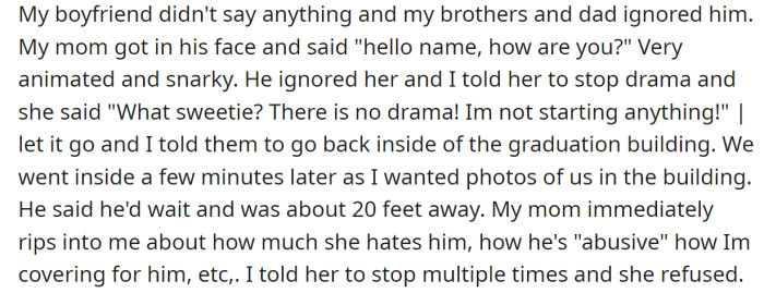 But, during the graduation, everyone was calm except her mother: