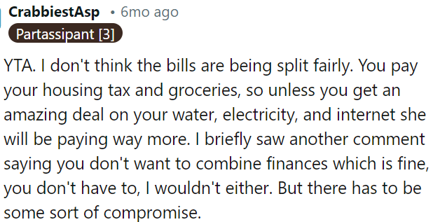 The bills aren't divided equally.