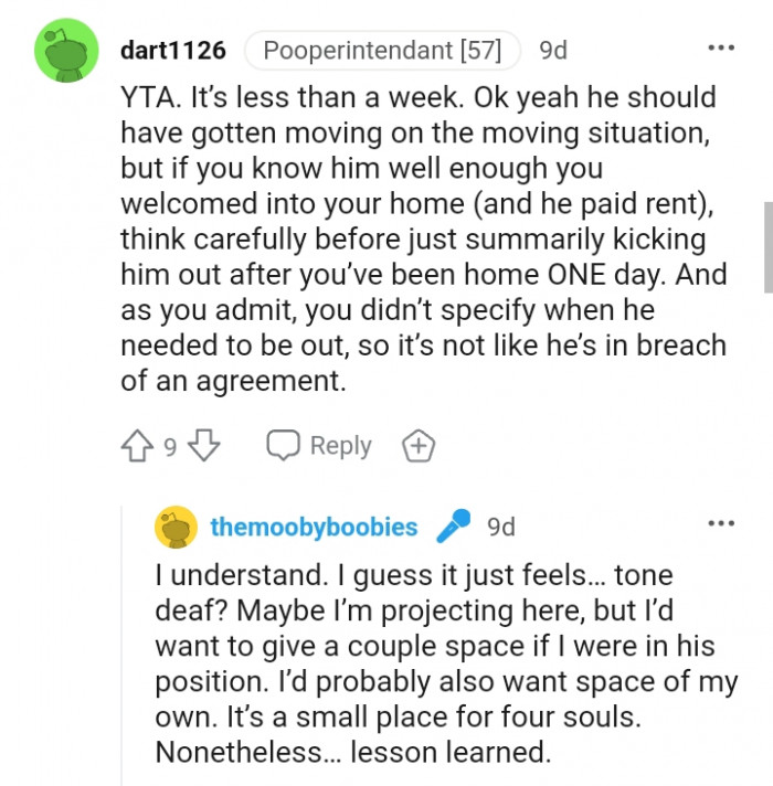 You Didn't Specify When He Needed to Be Out