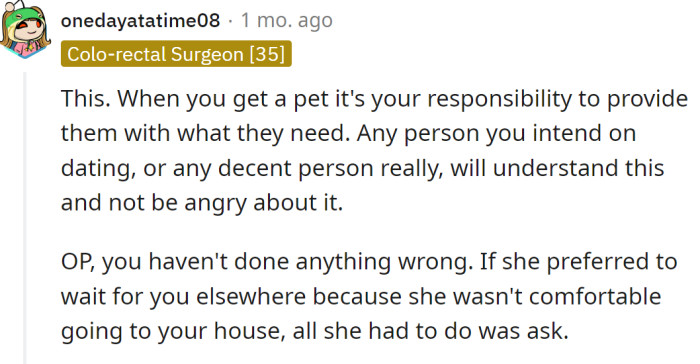 If she preferred to wait for the OP somewhere else, she should have said so