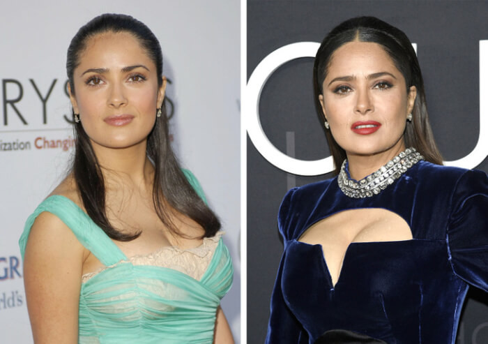 1. Salma Hayek, 55 years old, 1 child
