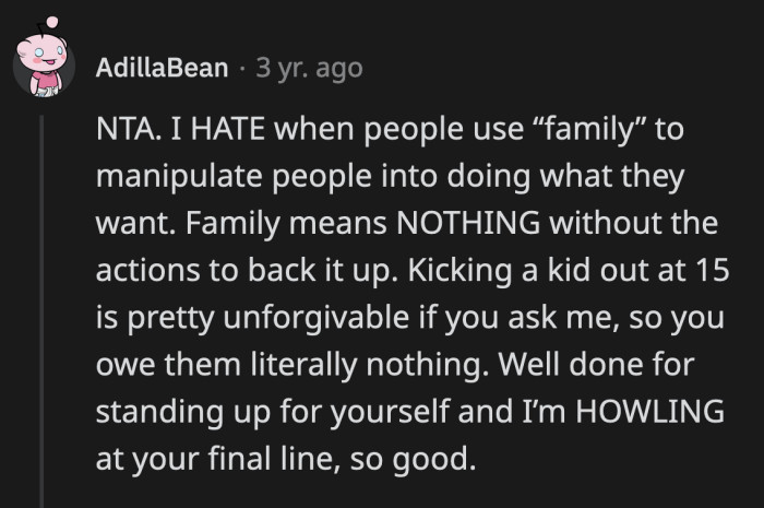 Family means nothing if you don't act like it