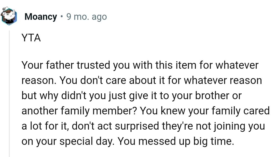 OP Knew His Family Cared a Lot for It and He Wants to Sell It