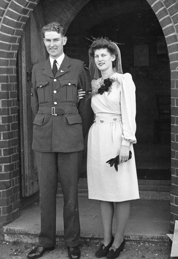 "Claire Dunlop And Pilot Officer Allen Dunlop On Their Wedding Day, 1944"