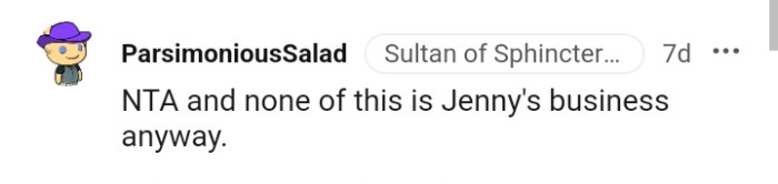 It is clearly none of Jenny's business